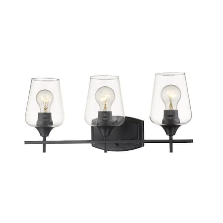 Z-Lite Joliet 3 Light Vanity, Matte Black & Clear 473-3V-MB